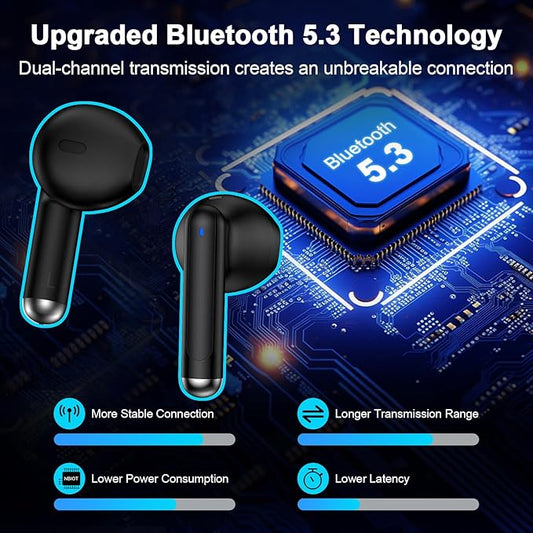 Wireless Headphone,Bluetooth 5.3 Earbuds for Samsung Galaxy A17 A16 A36 S25 Edge S24 Ultra S23 S22 S21 Z Flip 7 Fold 7 Bluetooth in Ear Earphone with Mic,Noise Cancelling,60H Playback with LED Display