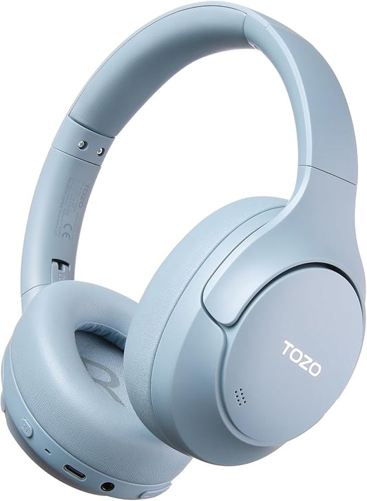 TOZO HT3 Hybrid Noise Cancelling Headphones, 90H Playtime Wireless Over Ear Bluetooth Headset, Spatial Audio AI Chat with 5 Mics, Supports Dual Connection and USB-C Input, with 32 EQ Music Modes